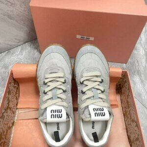 Miu Miu Tyre technical fabricand suede sneakers
